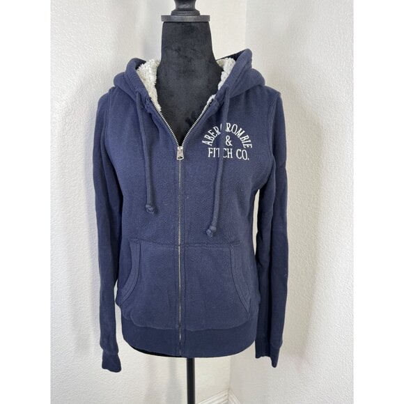 Abercrombie & Fitch Womens Small Navy Sherpa-Lined Hoodie - Picture 1 of 6